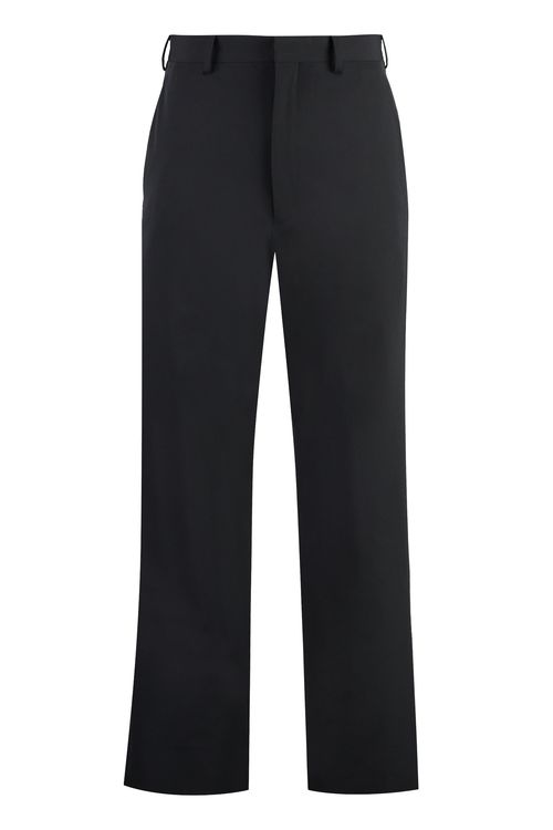 Technical Fabric Pants with Leather Detailing and Extendable Side Zippers