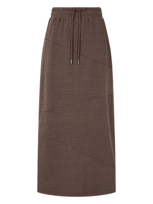 Drawstring-waist maxi skirt - Brown