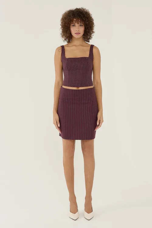 Red Striped Mini Skirt Women