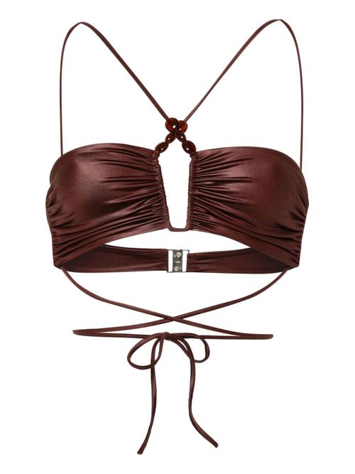 Halterneck bikini top - Brown