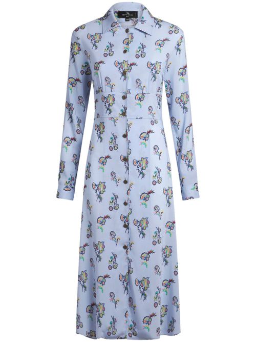 Printed shirt dress - Blue