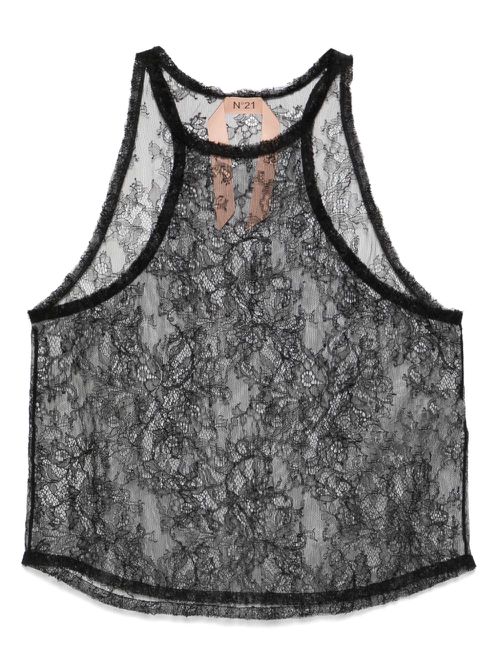 Nº21 floral-lace tank top - Black