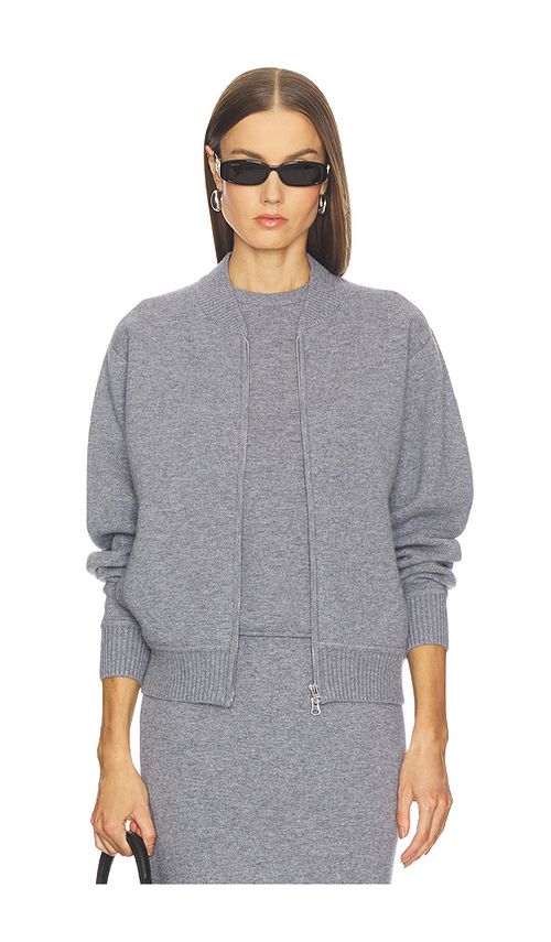 SRG Velma Knit Bomber Jacket in Grey. L. Also in M, S, XL