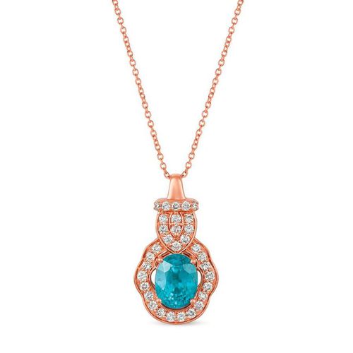 Ladies Blueberry Zircon Necklaces set in 14K Strawberry Gold