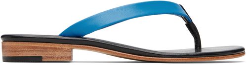 Blue & Black Leather Flip-Flops