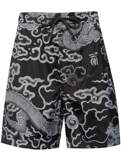 Cloud Dragon-print swim shorts - Black