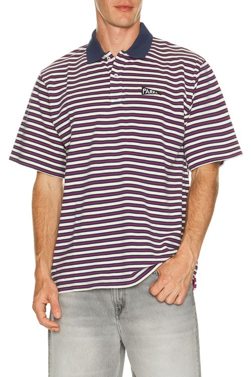 By Parra Flag Striper Polo Shirt in Purple Pink - Multi. L also in M, S, XL/1X, XXL/2X