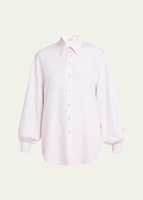 Alexander McQueen 여성 Button-Front Collared Blouse with Cocoon Sleeves BG_4833076_100550_MPINK