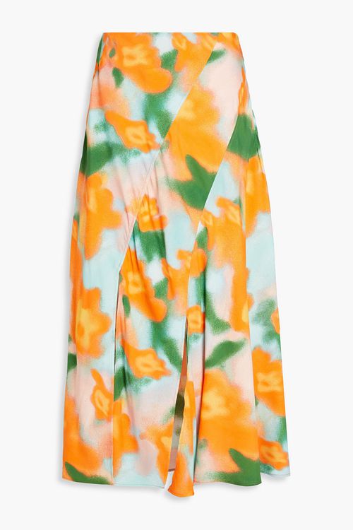 Printed cady midi skirt