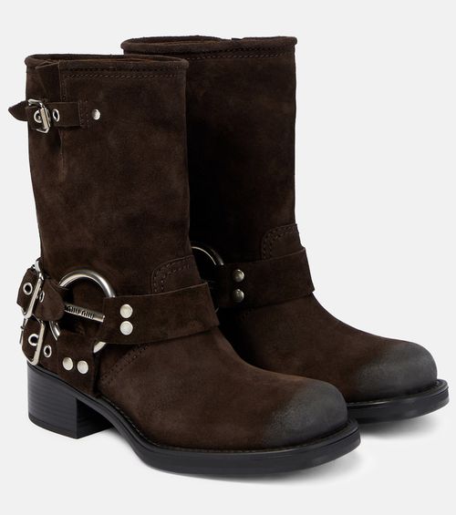 Studded suede ankle boots