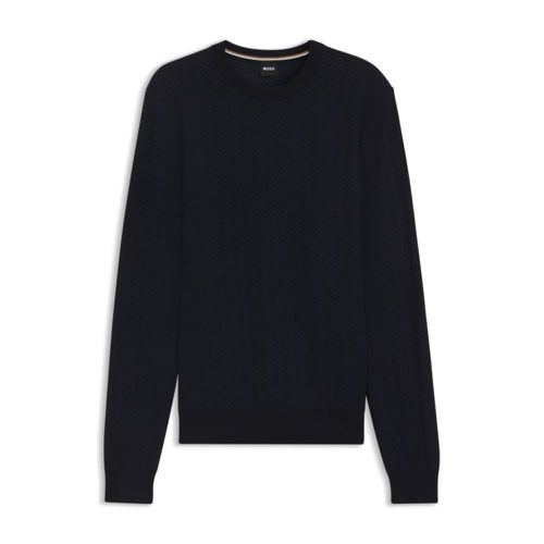 Herringbone-structured sweater in virgin wool and cotton