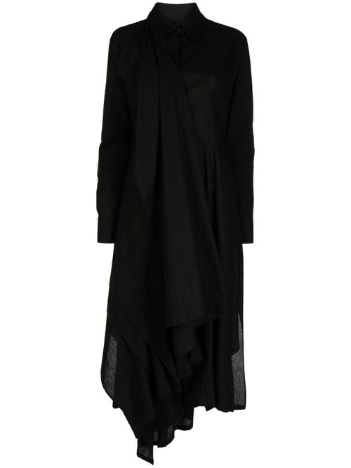 Muslin draped midi dress - Black