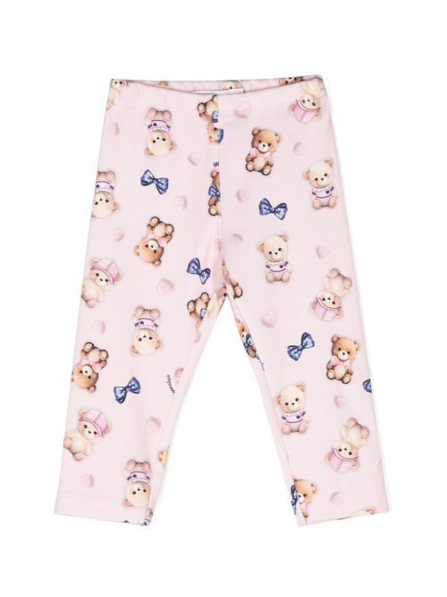 Teddy bear-printed leggings - Pink
