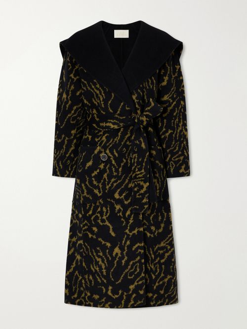 Rory Double-breasted Belted Jacquard-knit Wool And Cashmere-blend Coat
