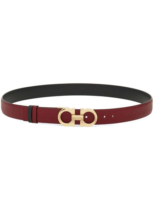 Reversible Gancini-buckle belt - Red