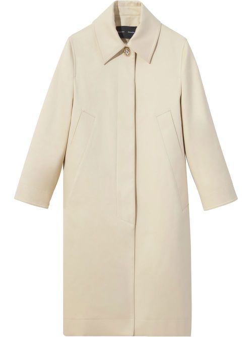 Single-breasted cotton coat - Neutrals