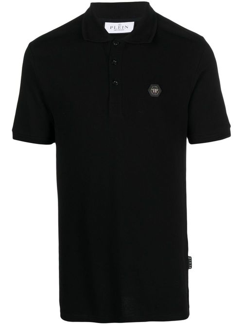 Logo_patch short-sleeved polo shirt - Black