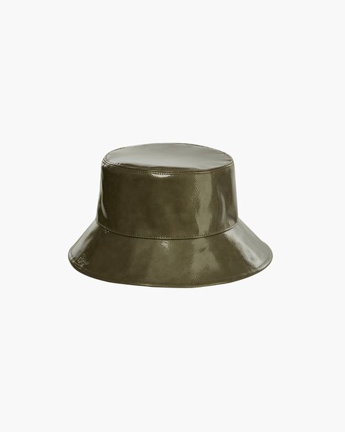 Patti Bucket Hat for Women - Olive, Patent Vinyl, Water-Repellent, Made in USA