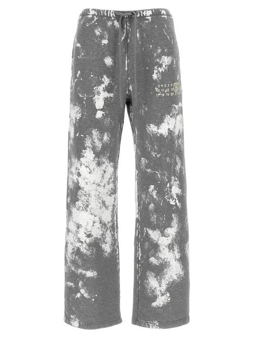Paint-Splatter Cotton Joggers — Gray