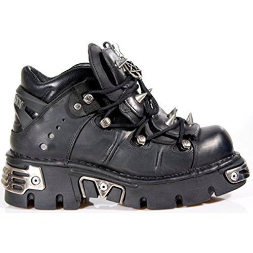 Newrock 110-S1 Black Leather Stud Biker Boots