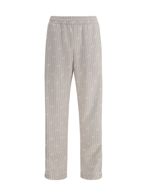 Logo Pinstripe Trousers — Beige