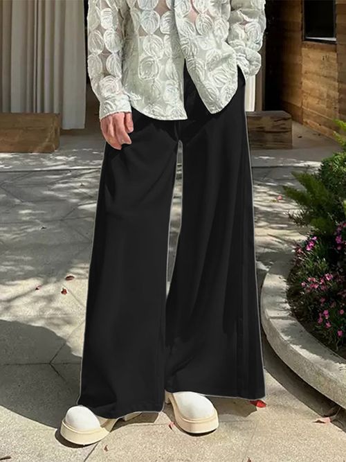 Men's Casual Pleated Loose Pant SKUL25095 - Black / S