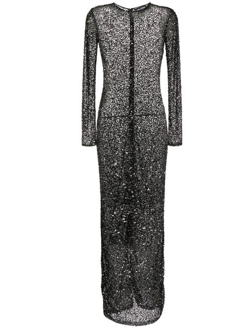 Heidi sequin long-sleeve dress - Black