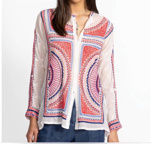 The Audrey Mandarin Collar Shirt In White