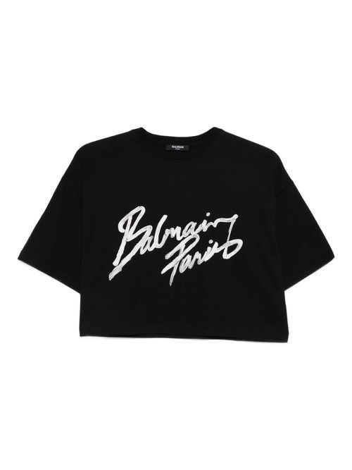 Cropped T-shirt with Front Logo