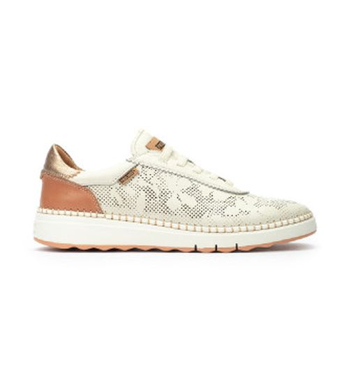 Pikolinos for woman. W0C-6621C1 Arenas white leather trainers with elastic bands (36), Flat, Laces, Casual