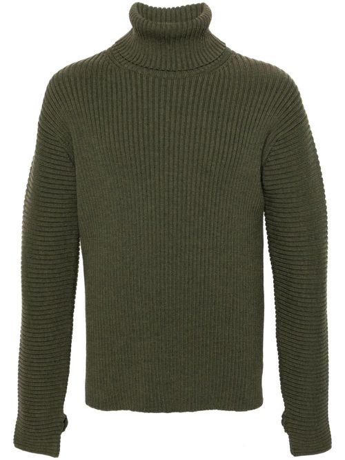 Roll-neck ribbed-knit jumper - Green