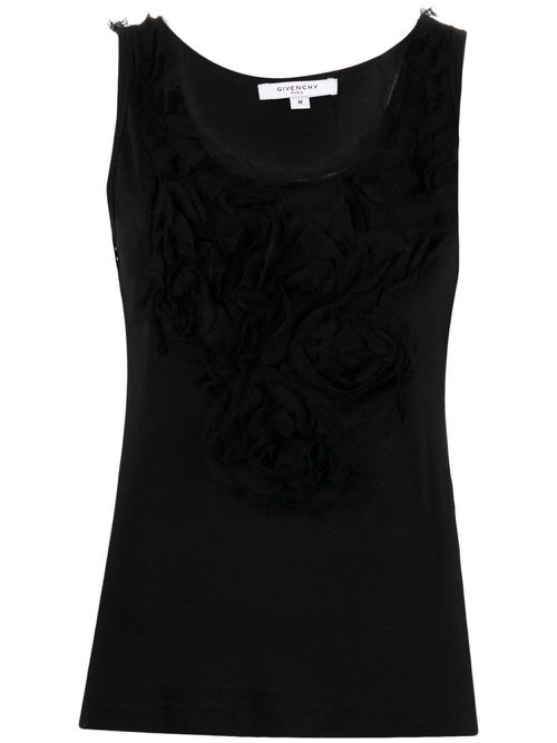 2000s ruffled-detail tank top - Black