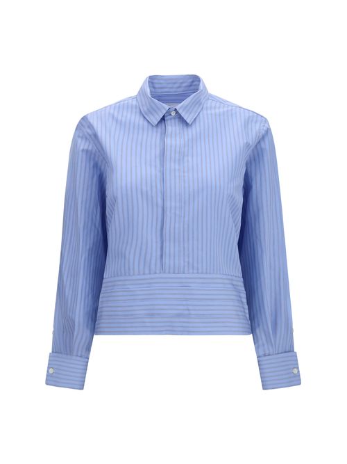 Cotton Poplin With Belt Shirt — Blue