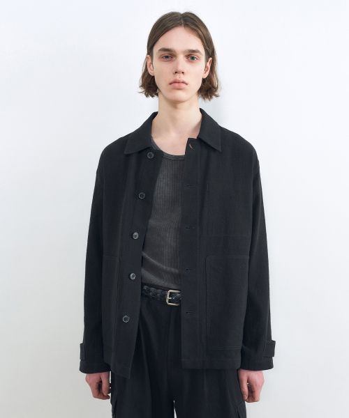 Linen French Work Jacket BLACK