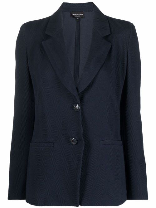 Emporio Armani single-breasted twill jacket - Blue