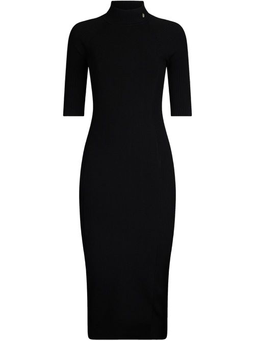 Black knit dress with cut-out