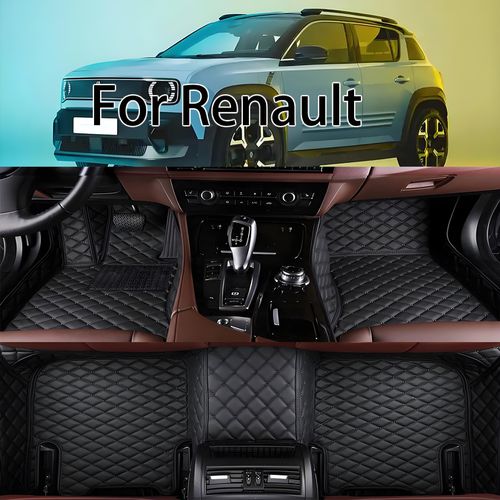 TEMU Tapis de en Cuir PU de Luxe pour for Renault , , Talisman, - Antidérapants, Faciles à Nettoyer, Couverture Complète, Conduite à Gauche, Motif