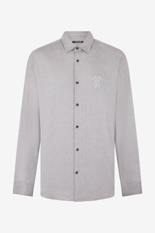 Grey Shirt With Monogram Rc Embroidery