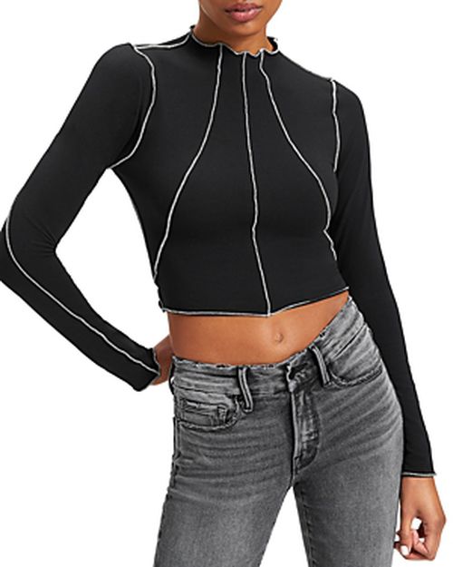 Cropped Mock Neck Top