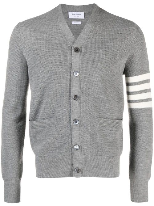 Stripe-detail knit cardigan - Grey