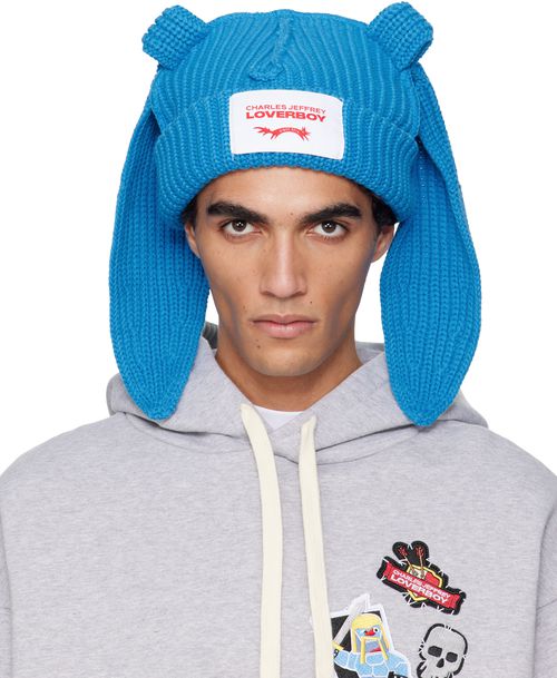 Blue Chunky Rabbit Beanie