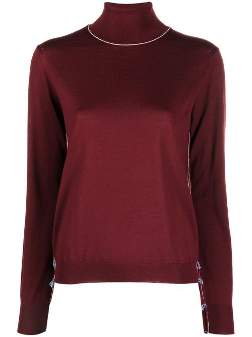 Roll-neck wool jumper - Red