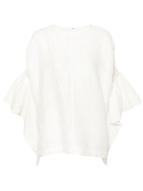 Flared-cuffs bouclé blouse - White