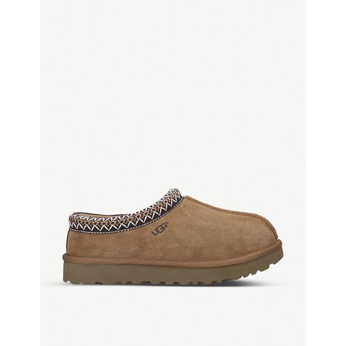 Womens Brown Tasman Shearling-lined Suede Slippers 3
