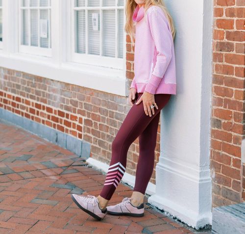 Everyday Leggings In White Rose Bubblegum