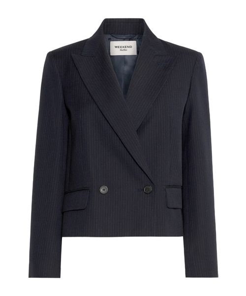 Wool and cotton gabardine blazer - Navy