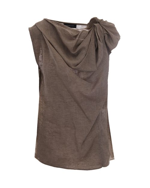 White Solid Cowl Neck Top