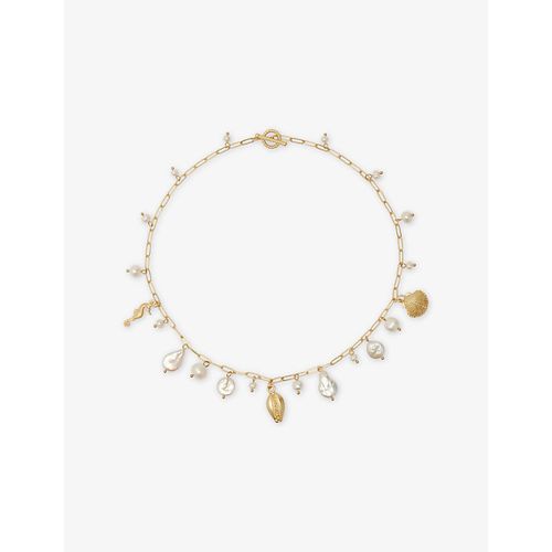 Womens White Prism Baroque Pearl Charm Necklace