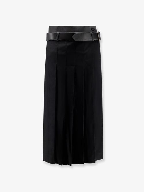 Pleated Wool Skirt — Black