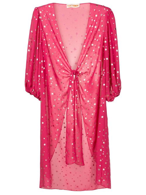 Star-print beach cover-up - Pink